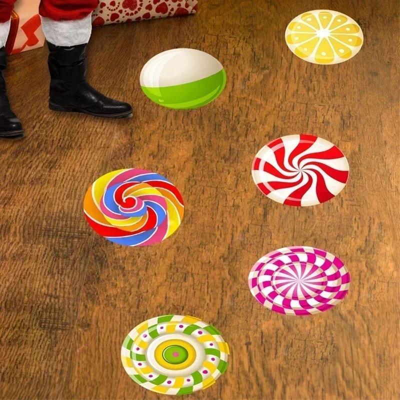 Christmas New Floor Sticker Candy Pattern Living Room Bedroom Floor Decoration Wall Sticker Home Christmas Decoration Sticker