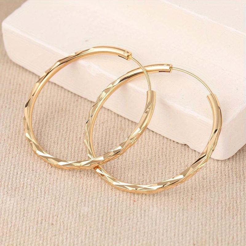 Concise Classic Golden Plated Twist Hoop Earrings for Women  Exquisite Party Banquet Versatile Jewelry Accessories Crafts