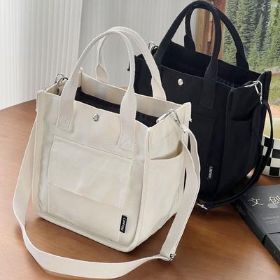 Borsa a Tote in Tela Multitasche Borsa a Mano a Tracolla Design Minimalista Borsa Versatile a Mano Borsa Pratica per Pranzo