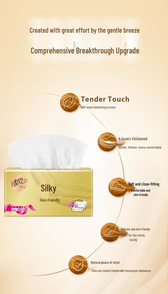 Gentle Breeze 4-Ply Facial Tissues - 6 Pack, 100 Tissues/Pack, Family Value Bundle
