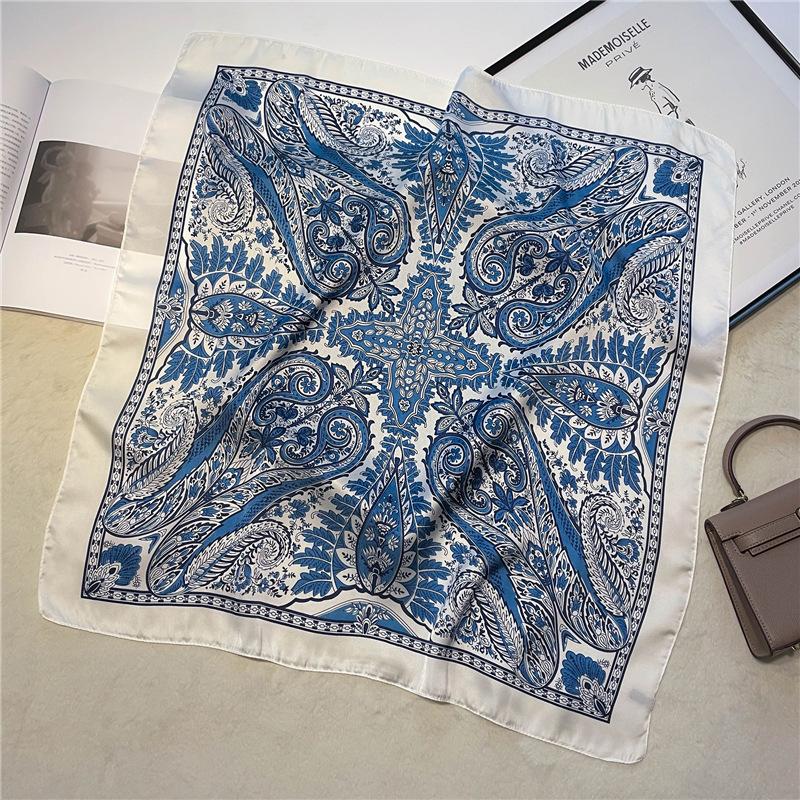 Fashion 70X70Cm Printed Women'S Scarf Pashmina Silk Scarf Square Shawl Decorative Headband Neck Luxury Design Bandana
