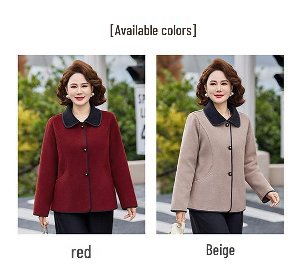 2026 Spring Elegant Woolen Lapel Coat for Middle-aged To Elderly Women