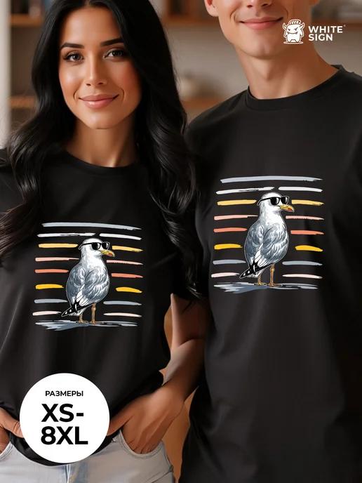 Seagull oversized graphic cotton summer T-shirt L