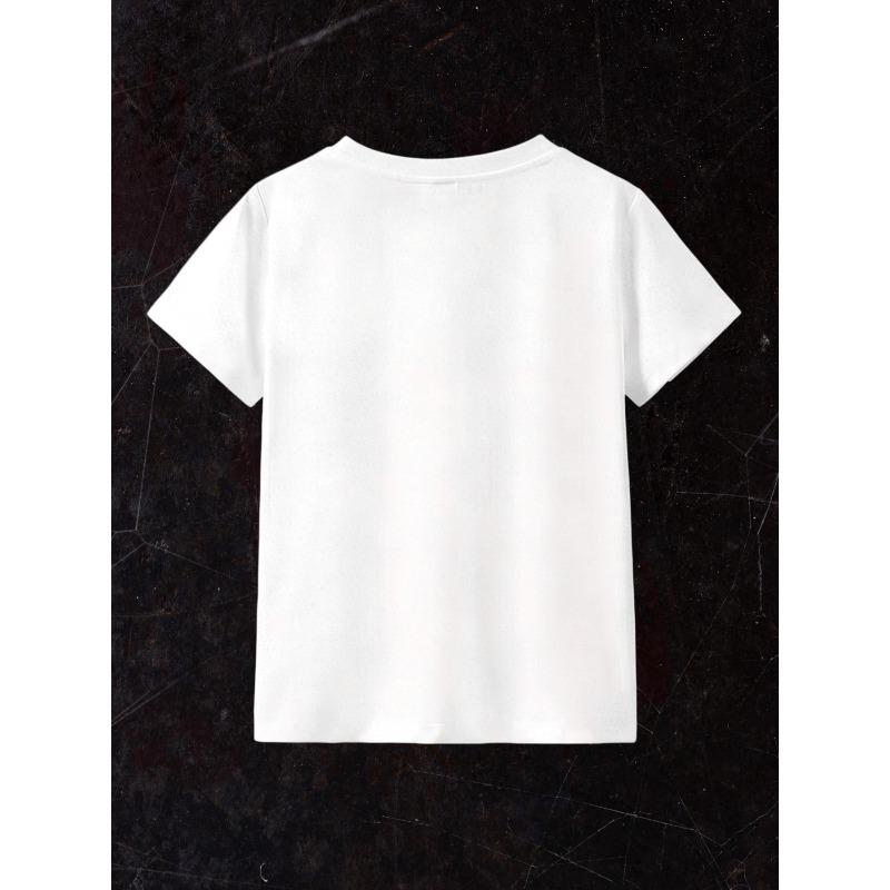 Kids Crewneck Short Sleeve T-Shirt, Ink Splatter Building Block Basketball Hoop Print