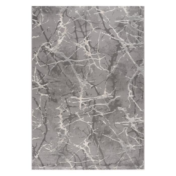 Tapis - mani textile - lexa - effet marbre - gris - 160x200cm - moderne