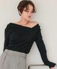Titibait Long Sleeve AFXN2168 Medium Black Off-the-Shoulder T-Shirt Women's