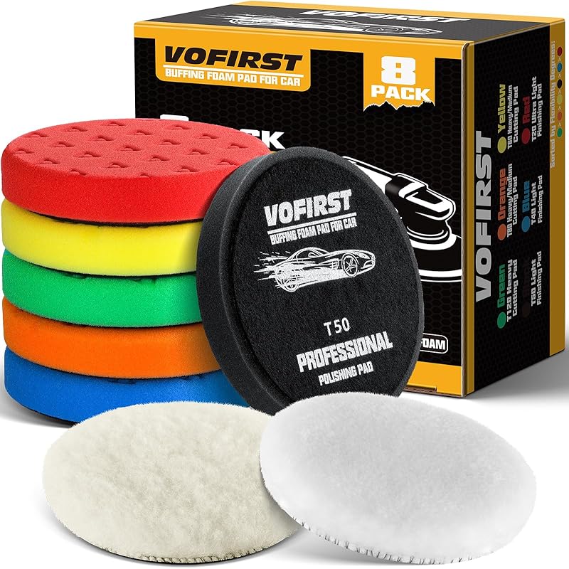 8 Pcs Buffing Polishing Pads, 6 Inch Polishing Pads, Car Compound Buffing Sponge Pads And Woolen Pads Cutting Polishing Pad Kit For Car Buffer Boat 5.5 - Inch