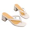 Damen Flip-Flops Mode Mid Heels Slipper Chunky Slingback Clip-Toe Schuhe Sommer Neue Pumps Sandalen Casual Damen Slides