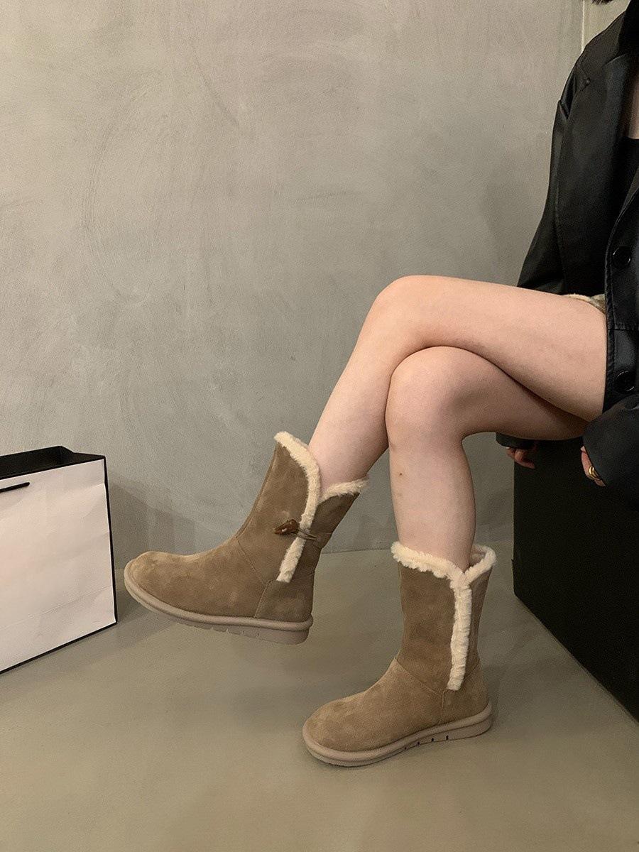 

Коричневые полусапоги-дутики средней высоты женские зимние новые ретро ботинки Мартина женские толстые на плоской подошве плюшевые утолщенные пушистые ботинки 40