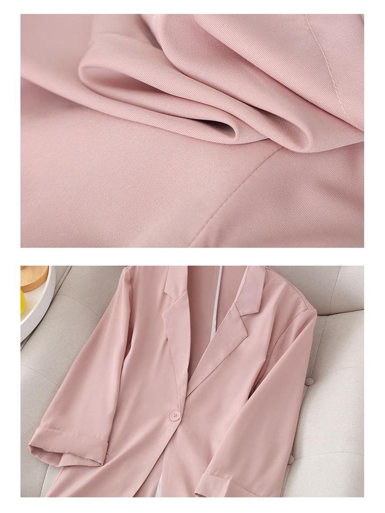 Hochwertiger Blazer in Übergröße: Alterslos Schlanke Passform, Siebenärmel, Street Style für Frühling/Sommer - Damen 200 Jin