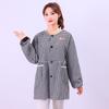 Plaid Long-Sleeve Apron Smock for Adults - Korean Style