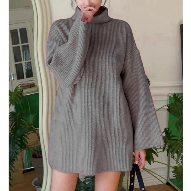 Fashion women's casual knitted sweater women's new loose solid color turtleneck women's clothing