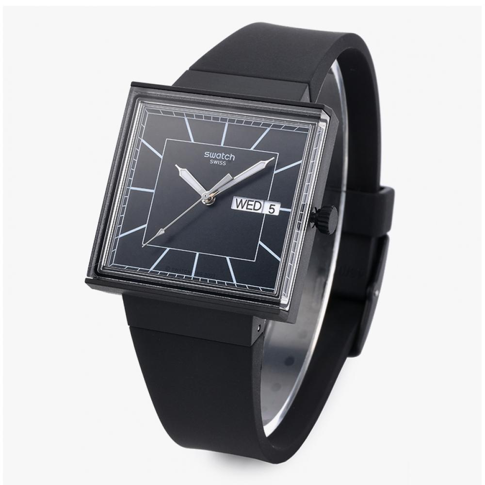 Swatch So34b701 What If Blackagain Public Urethane Watch
