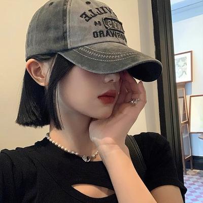 Vintage Washed Cotton Baseball Cap with Embroidered Letters, Adjustable Dad Hat for Men and Women