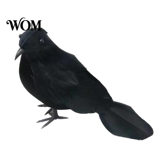 Animales de Plumas Simuladas Cuervo Negro Realista Decoración de Halloween, Figura de Cuervo Plumado Realista Atrezo Adorno de Tema Gótico para Casa Embrujada,