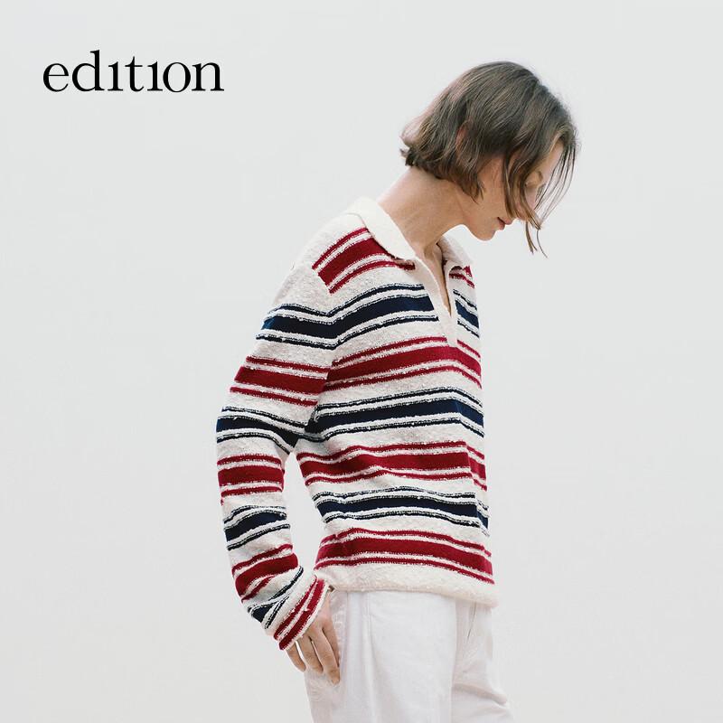 editionE+ 2026 Spring Wool Blend Striped V-Neck Knit Sweater