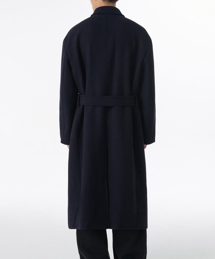 Musinsa Standard Wool Blend Maxi Balmacaan Robe Coat [Navy]