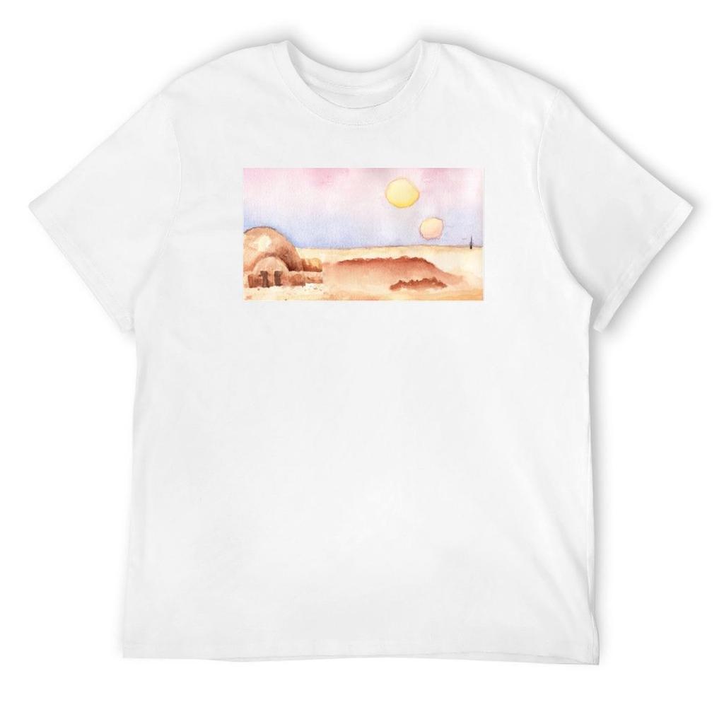 Tatooine Landscape T-Shirt Blue Archive Aesthetic Clothing Men T Shirts