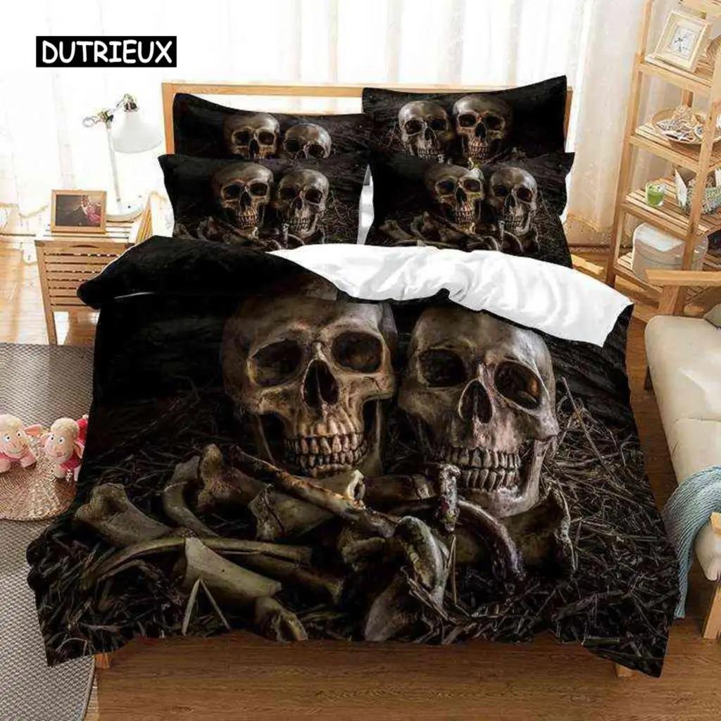 

Комплект пододеяльника с черепом, размер твин, микрофибра, оранжевый, огненный череп, постельное белье, детский, для мальчиков, 3D дизайн черепа, мягкий, удобный пододеяльник 70x133cm 2pcs