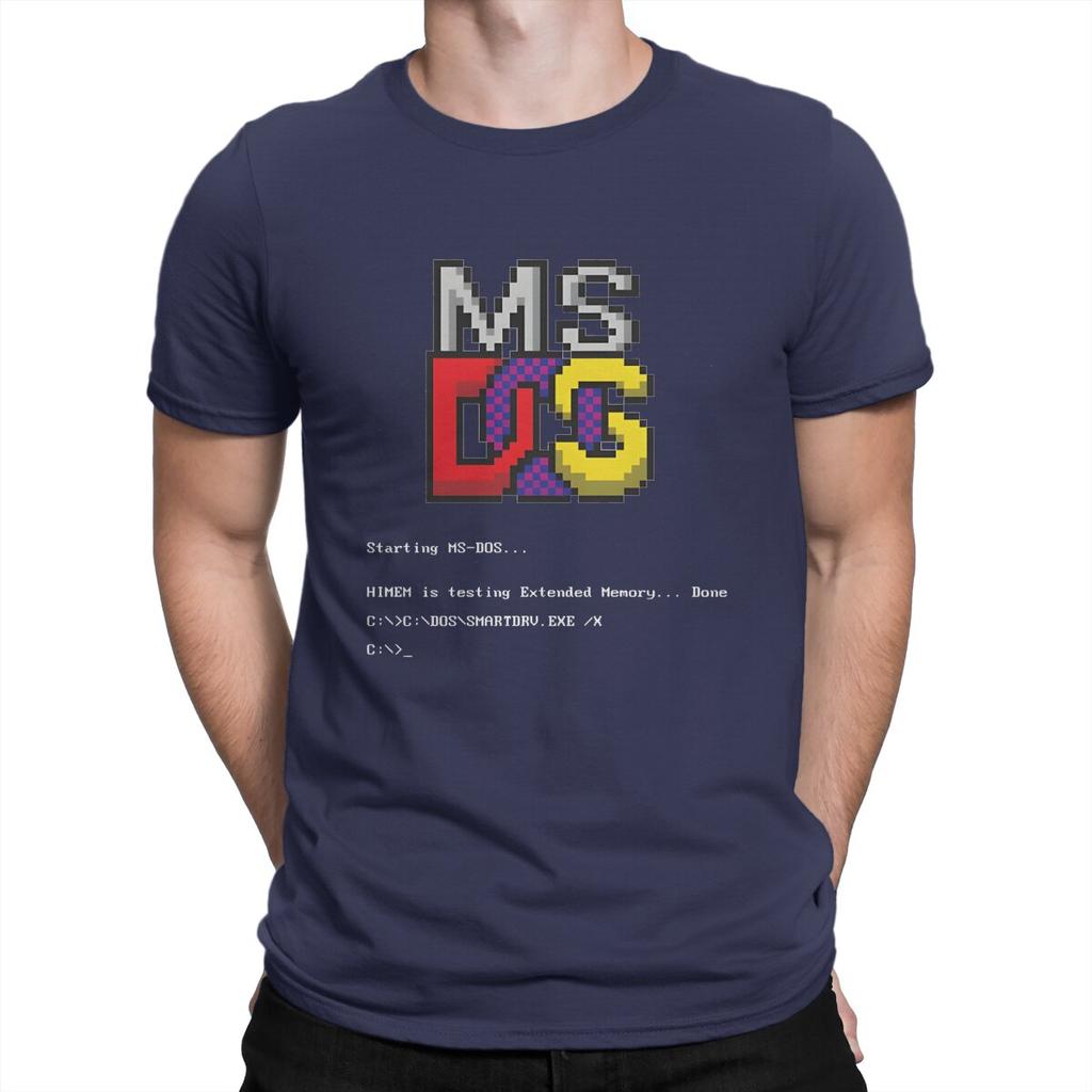 Elegant T-Shirt for Men MS-DOS Funny Cotton Tee Shirt Round Collar Short Sleeve T Shirt Printed Clothes