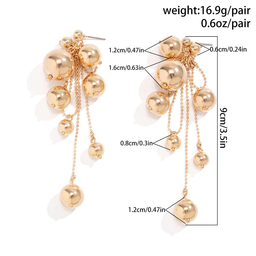 IngeSight.Z Vintage CCB Ball Beads Chain Long Tassel Drop Earrings for Women Punk Gold Color Hang Earrings Party Jewelry Gift