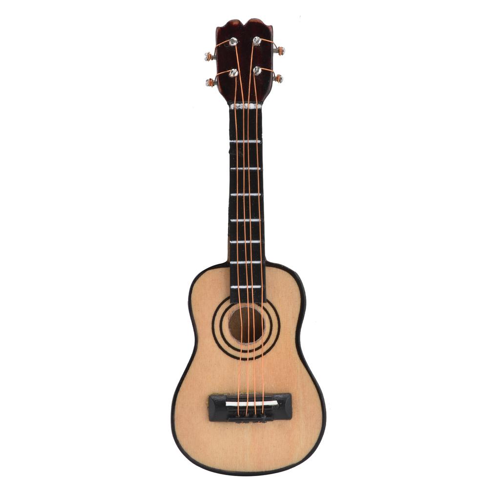 1/12 Scale Dollhouse Miniature Wooden Guitar Mini Guitar Display Model Dollhouse
