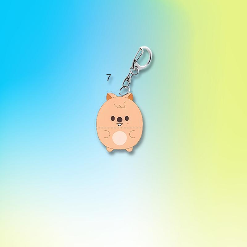 Stray Kids Acrylic Keychain with Lightstick Charm, Cute Sitting Cartoon Characters Bag Pendant, STAY Fans Kpop Accessory