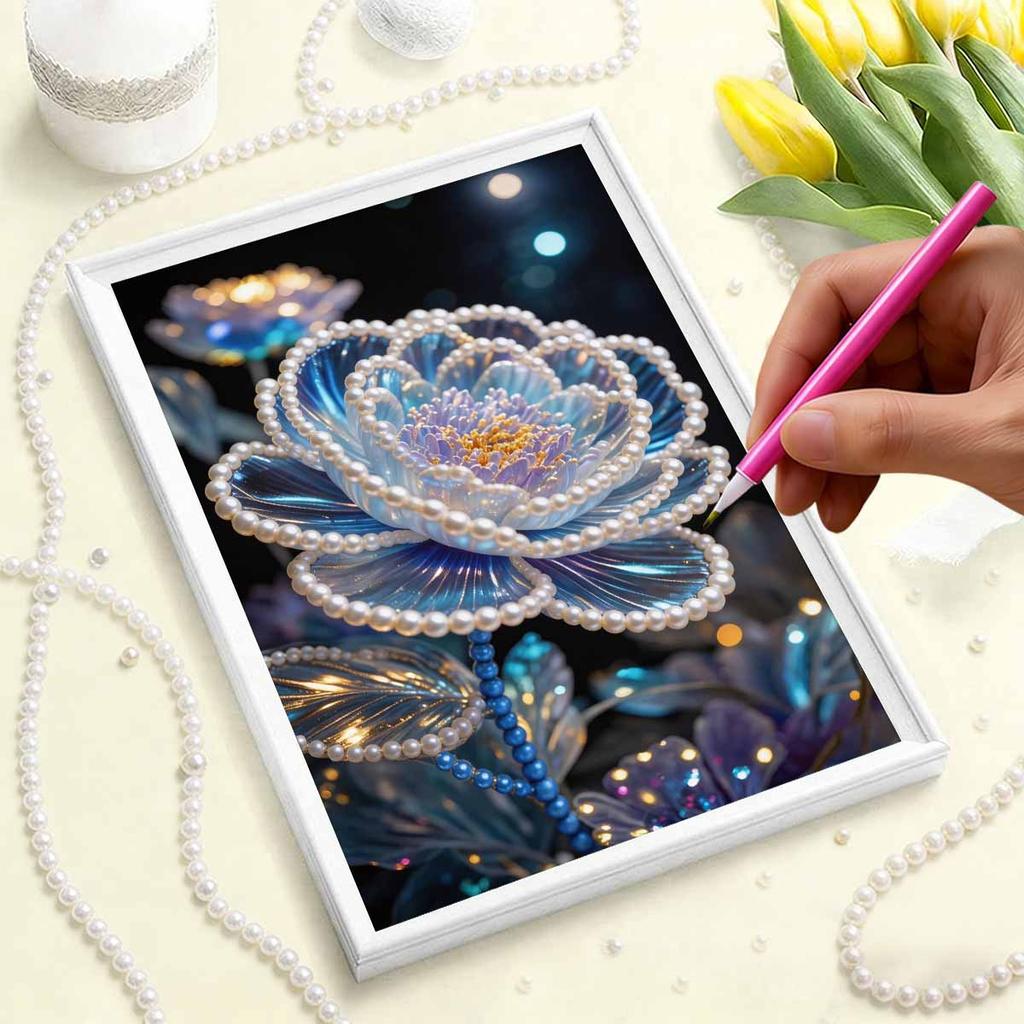 Pittura Floreale con Perle Fai-da-te per Decorazione Murale di Casa Artigianato Artistico per Adulti/Principianti Idea Regalo Decorazione Casa Senza Cornice