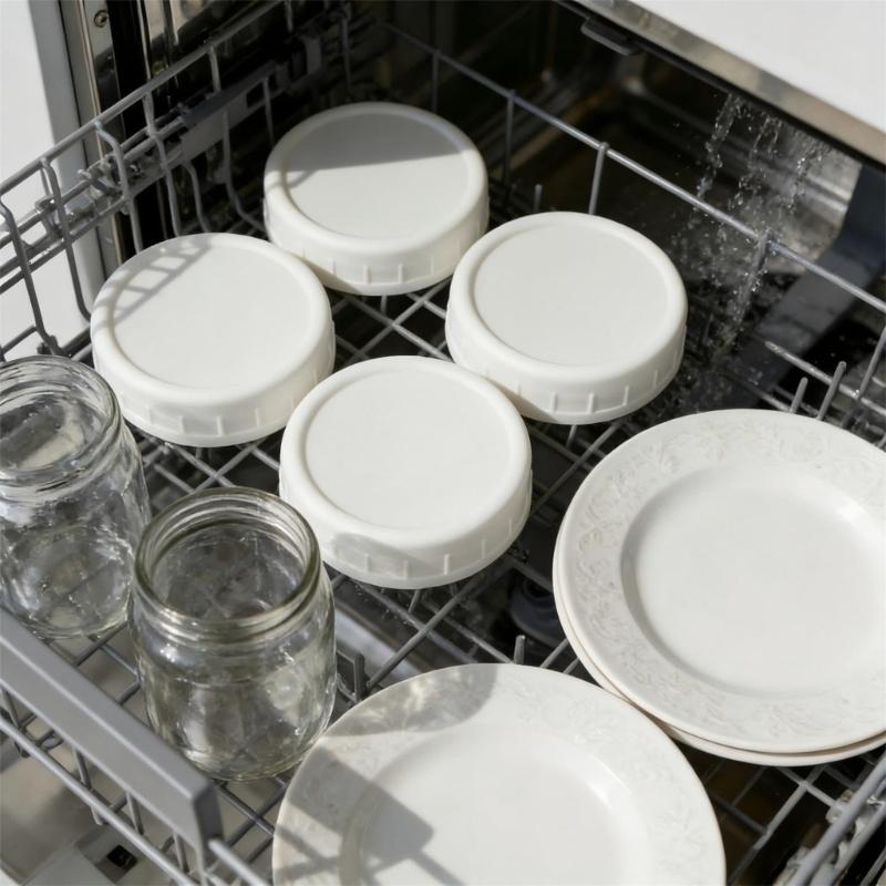 12Pcs Reusable 70mm/86mm Plastic Mason Jar Lids for Wide Mouth Jar Seal Bottle Cover Spout Lid Good Seal Kitchen Tool