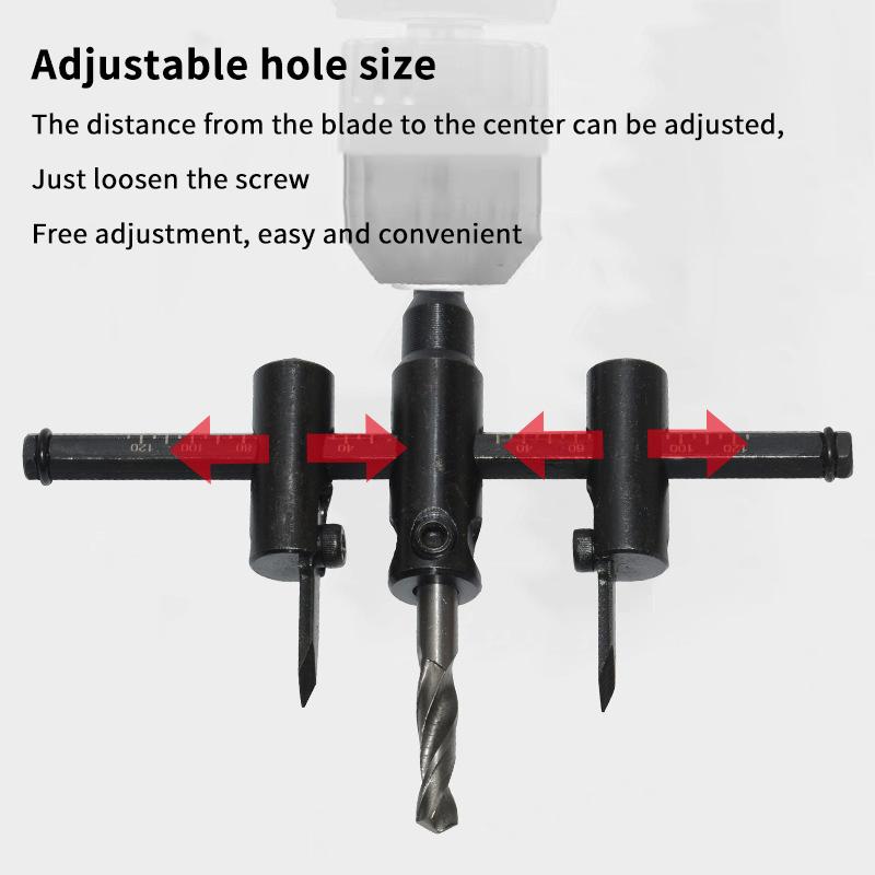 Adjustable Circle Hole Saw Cutter Drill Bit Burr Free Cutting Tool for Door Lock Hole Opening Installation Works