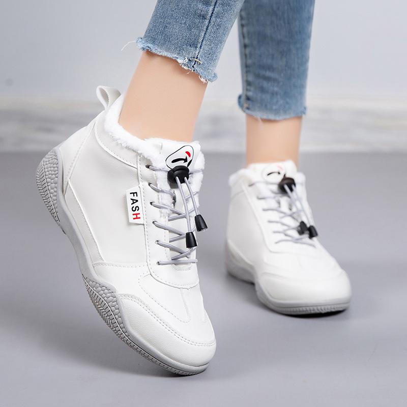 2025 New Winter White Shoes Wear-resistant Versatile Non-slip Casual Shoes Piled Thickened Warm Women's Cotton Shoes