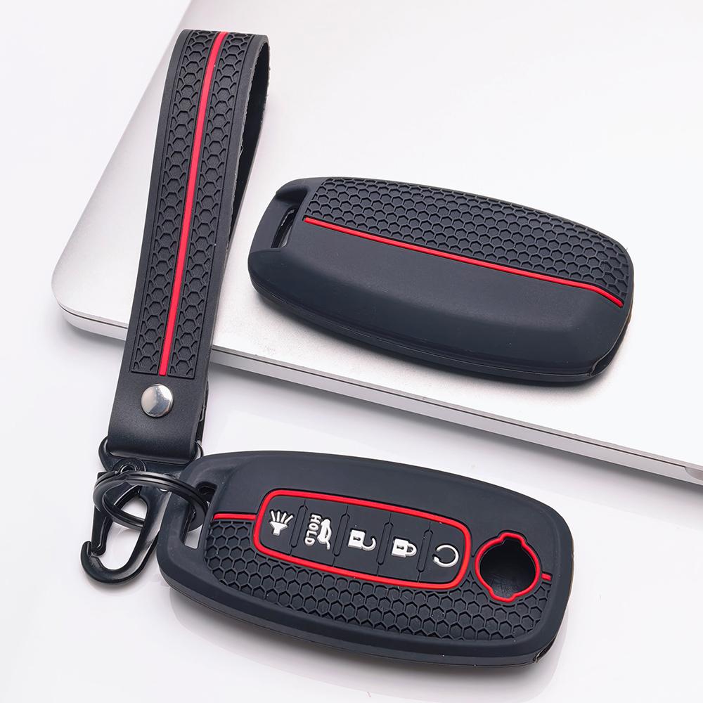 Key Fob Cover for Nissan Altima Models Rogue Pathfinder with Keychain Anti-Scratch Surface Shockproof Structure Soft Grip Texture Easy Install Design