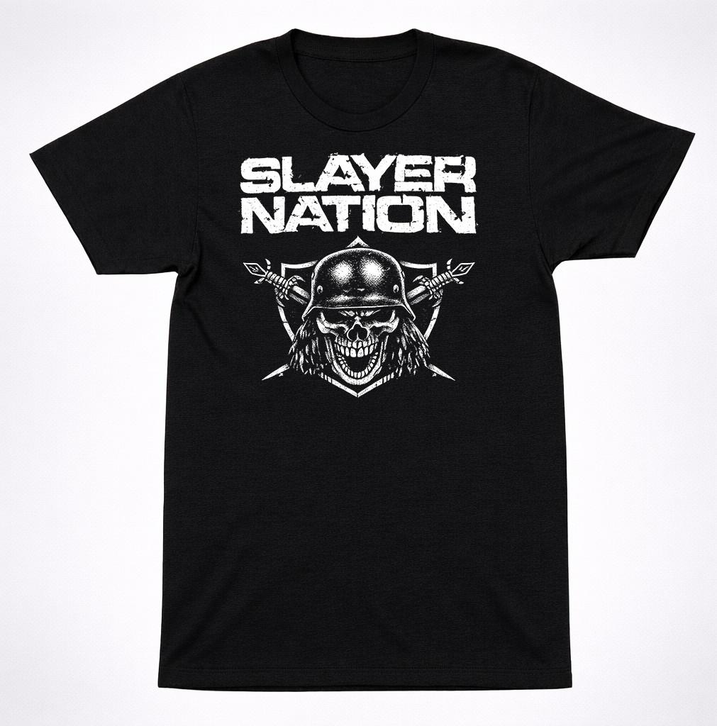 Футболка Slayer Nation Череп Шлем Трэш-металл Фанату Потертая Черная Футболка S
