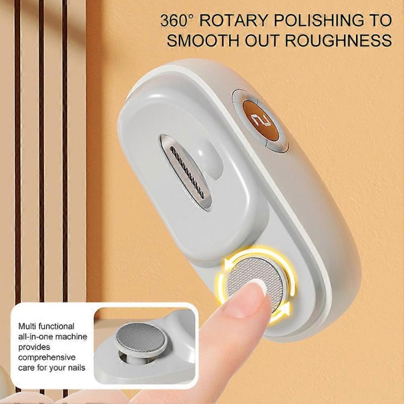 Smart automatic fingernail grinder with LED light for elders Anti-pinch design ensures safe trimming for infants, children, adults, and seniors