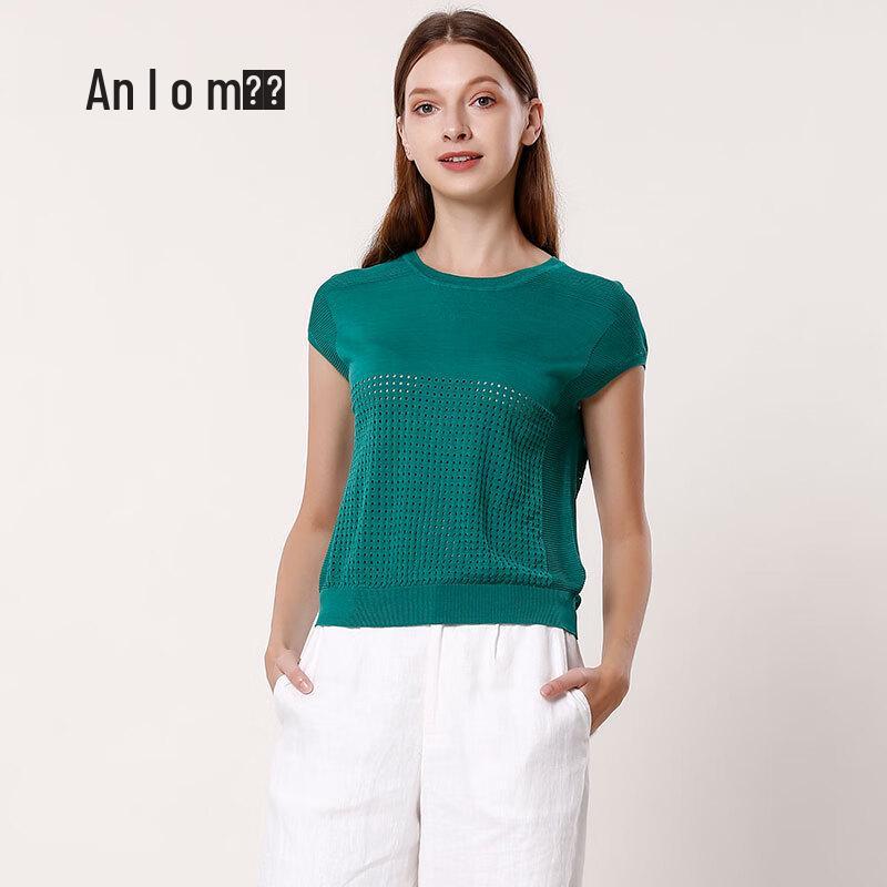 

Женский вязаный топ в полоску с ажурным узором L