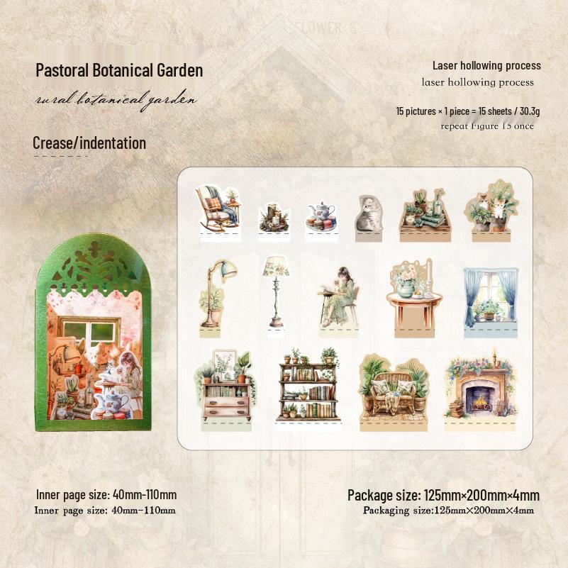 MòMò Double Pack: Retro Bookstore Series 3D Scenic Collage Stickers