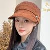 New Autumn Femininity Octagonal Hat Retro Pleated Bucket Hat Casual Versatile Style Temperament Basin