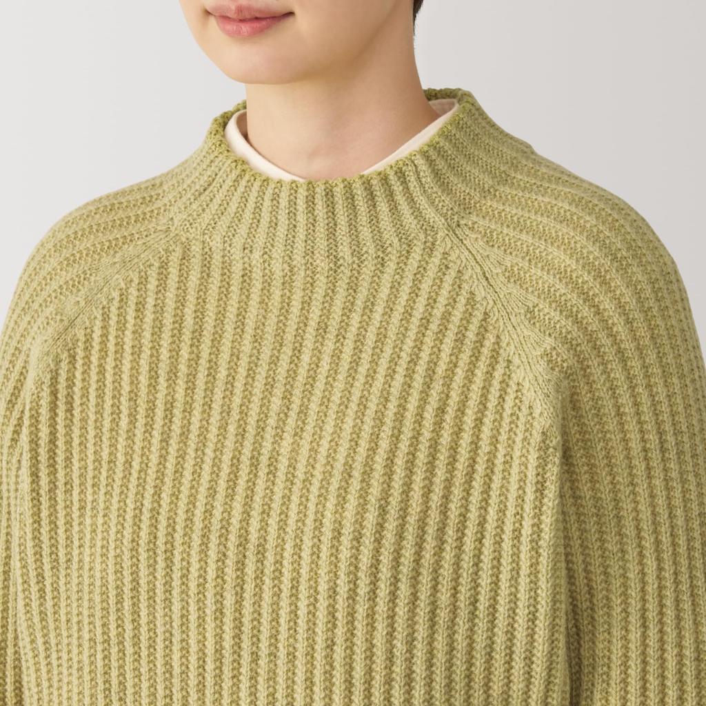 MUJI Andes Wool Mock Neck Light Size BA1P6A4A Women's Sweater, Yellow, L,