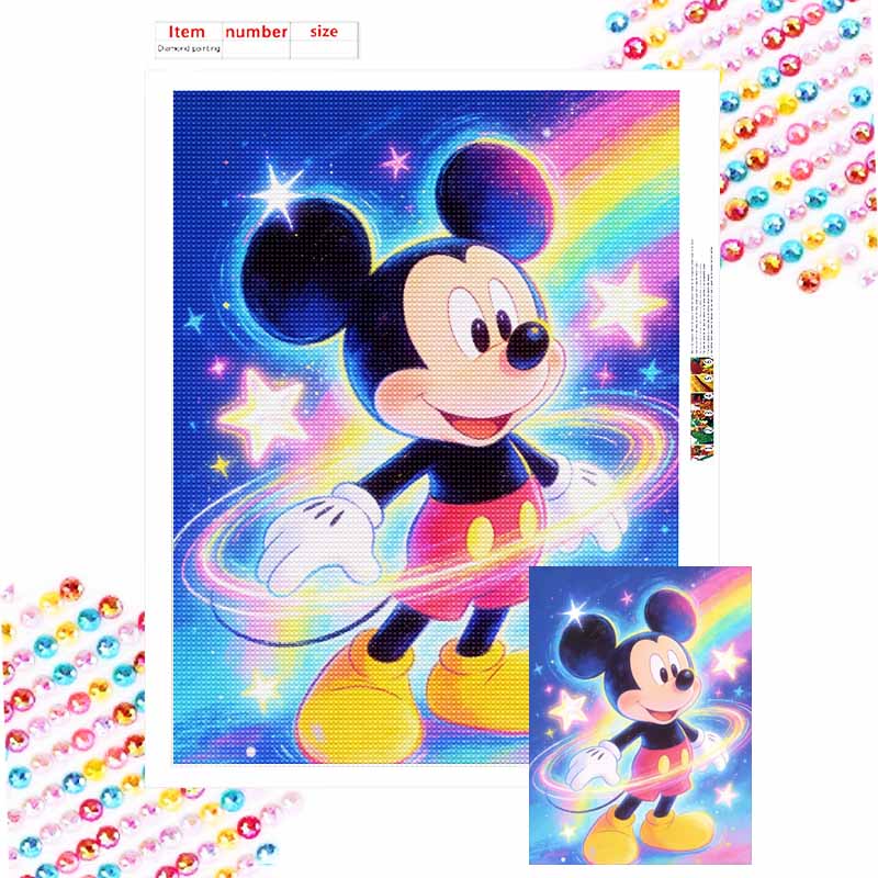 Disney Diamonds Mickey Rainbow Stars Art Painting Kit Diamond Painting Home Decor for Kids Adults and Fans Round 20x30cm