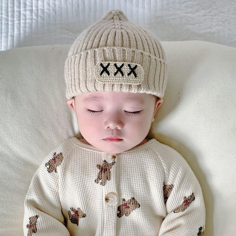 Warm Knitted Hat Letter Embroidery Baby Hat New Beanie Caps Winter