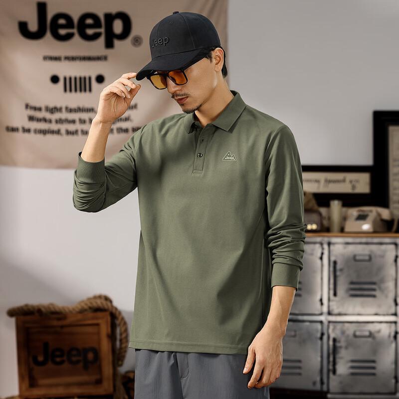 JEEP Men s Casual Long Sleeve Polo Shirt L