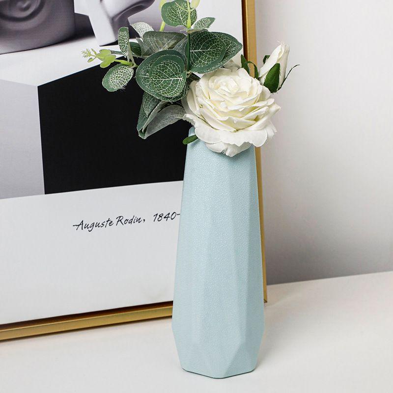 Plastic Vase Creative Nordic Style Rhombus Vase Fashionable and Simple Anti-drop Imitation Porcelain Vase Home Ornament Flower Pot