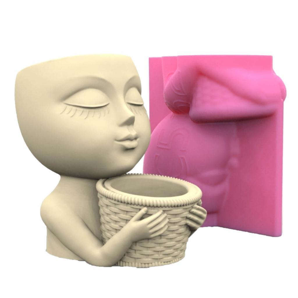 Minimalist Designs Mold Succulent Planter Silicone Molds Girl Head Shapes Flower Pot Epoxy Mould for DIY Enthusiasts