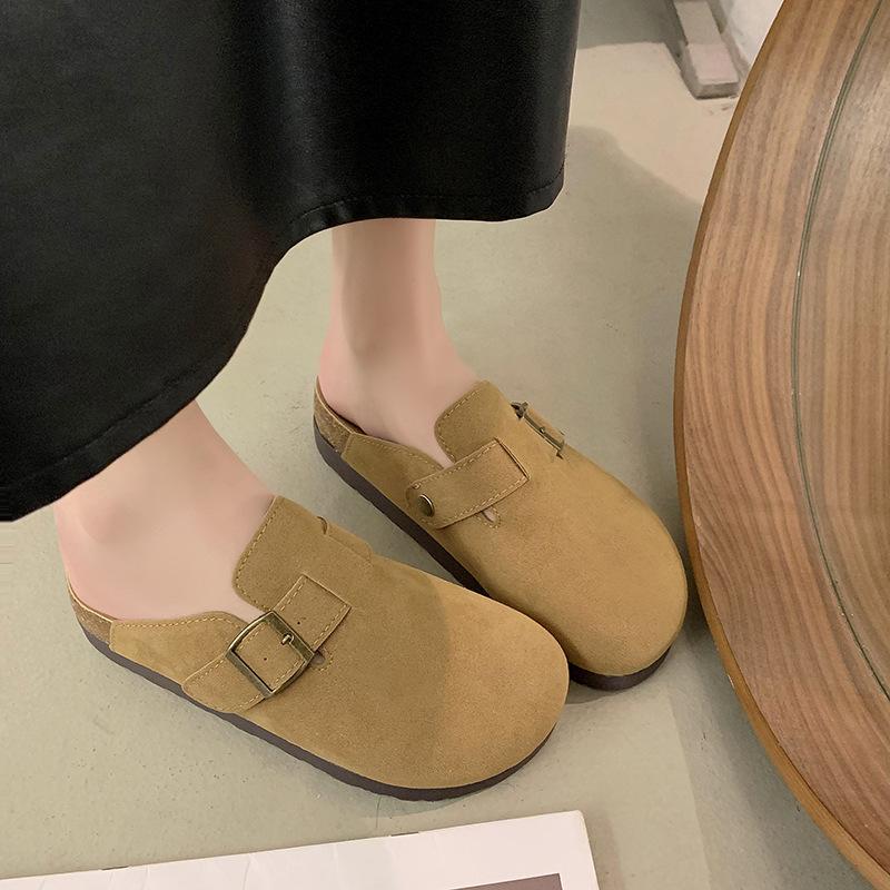 Internet celebrity outer wear versatile one-pedal Boken slippers women's 2025 spring new heightened thick-soled bag head Boken half slippers