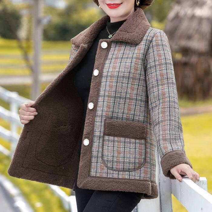 

Stylish Fleece-Lined Mom Coat - Plus Size, Loose Fit for Autumn/Winter 2XL