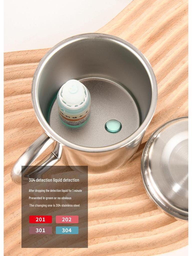 Tasse en Acier Inoxydable Double Paroi Plaqué Titane avec Poignée - Anti-Brûlure, Isolation Thermique pour Café, Thé et Eau