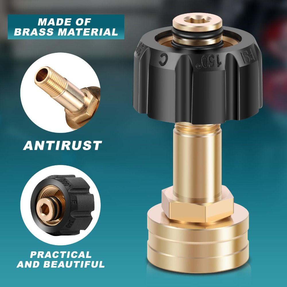 M22-14Mm X 3/4 Inch Garden Hose Adaptor High Pressure Brass Garden Hose Connector Quick Connect Pressure Washer Connector