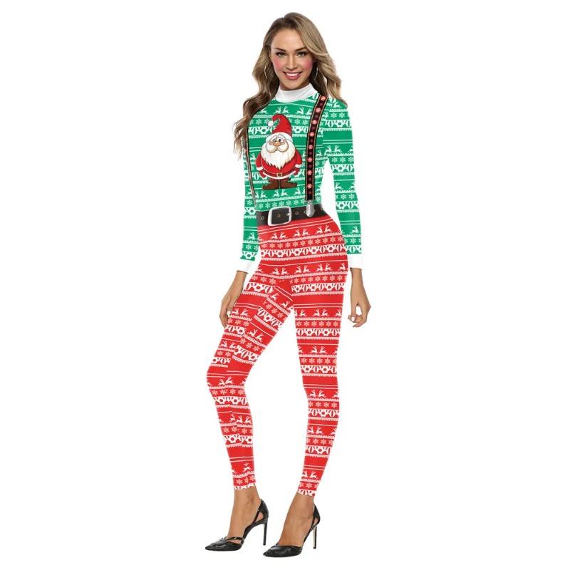 3D Print Women Jumpsuit Carnival Fancy Party Cosplay Costume Bodysuit Adults Happy Christmas Onesie Outfits