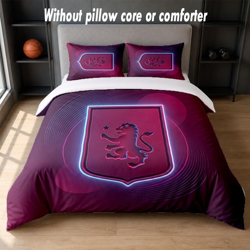 Aston Villa Football Design Bed Bedding Set 1 Duvet Cover + 2 Pillowcases Soft Breathable Household Bed Linens