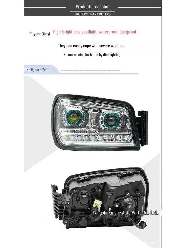 LED Headlights with Angel Eye Dual Lenses for Shaanxi Automobile Delong H3000, New M3000, X3000 Dump Trucks
